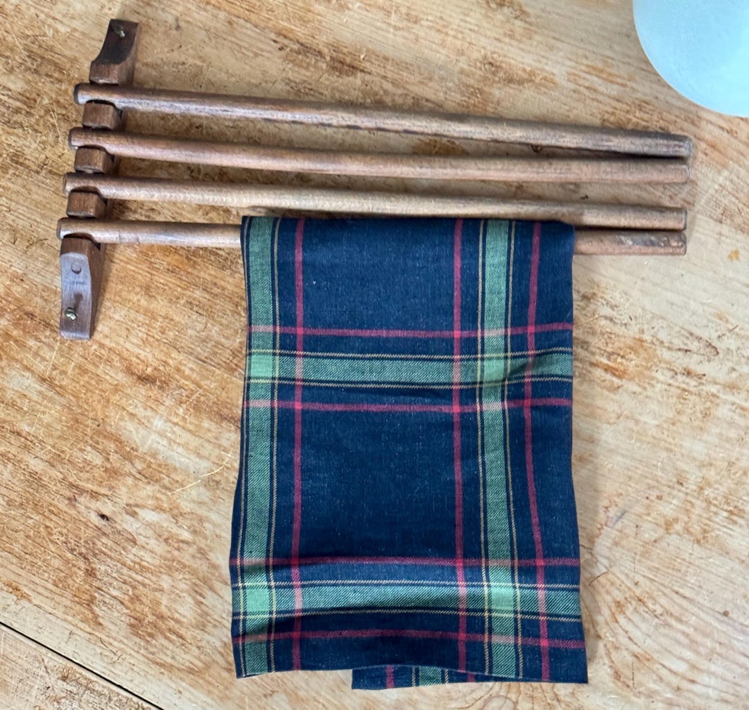 Vintage Wood Clothes Drying Rack Wall Mounted Expandable Hanging ...