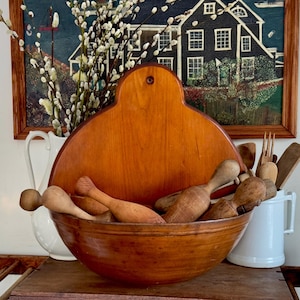 Vintage Primitiver handgemachter Baum-Holzschüssel-Wand-Taschen-Dekor