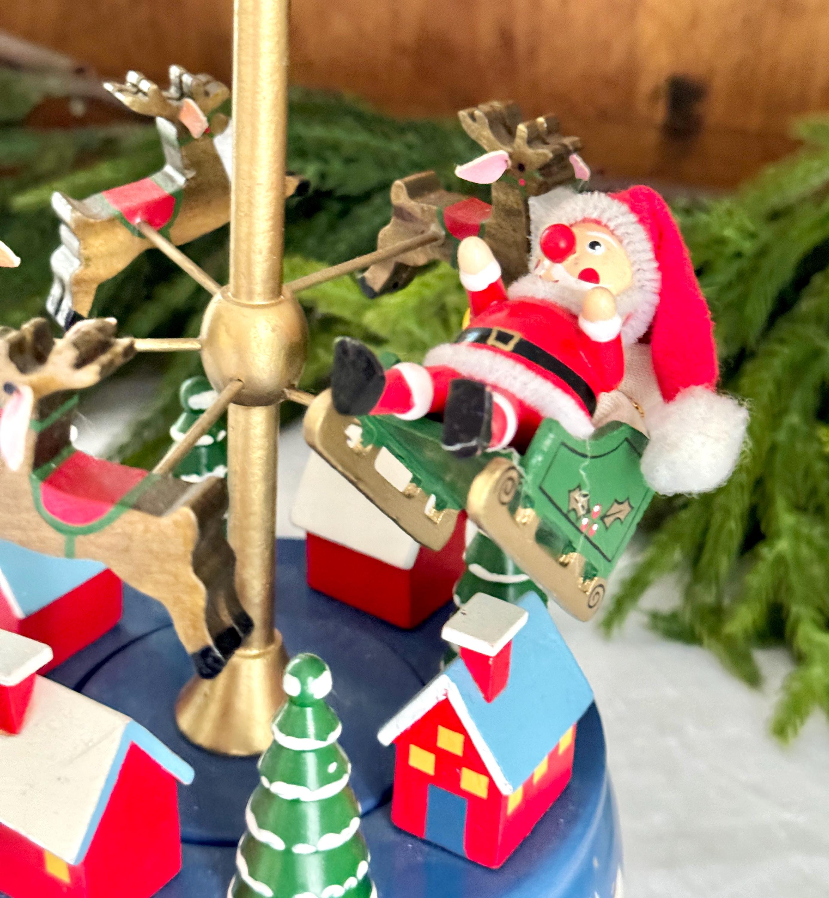 Carillon Natalizio In Legno A Carica Manuale - Scatola Musicale Vintage Per Decorazioni E Regali