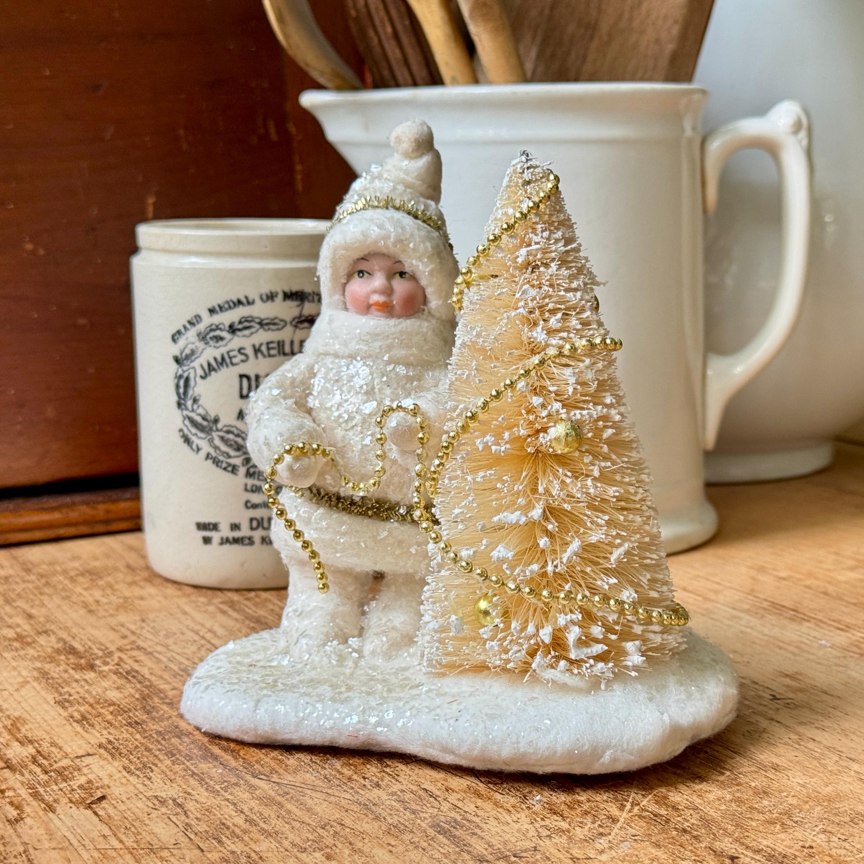 Vintage Winter Snowbaby White Spun Cotton Christmas Country Snow