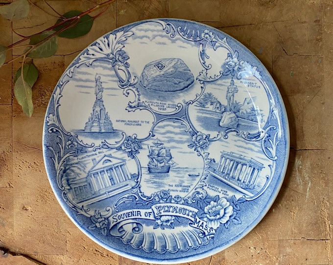 Old English Staffordshire Ware Plymouth Massachusetts Souvenir Plate