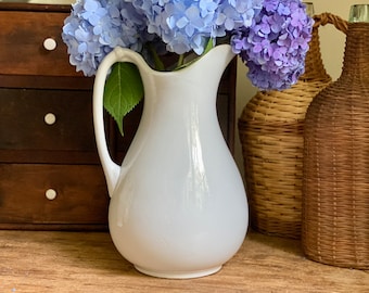 Antique Ironstone Pottery Ewer JUG Water Pitcher J & G Meakin Staffordshire England Rope Handle