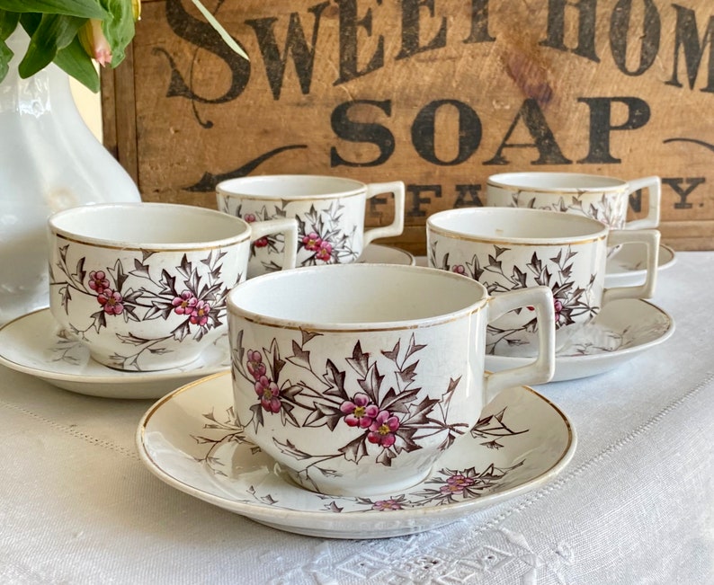 Antique 19th Century hawthorn Tea Cup and Saucer Etsy