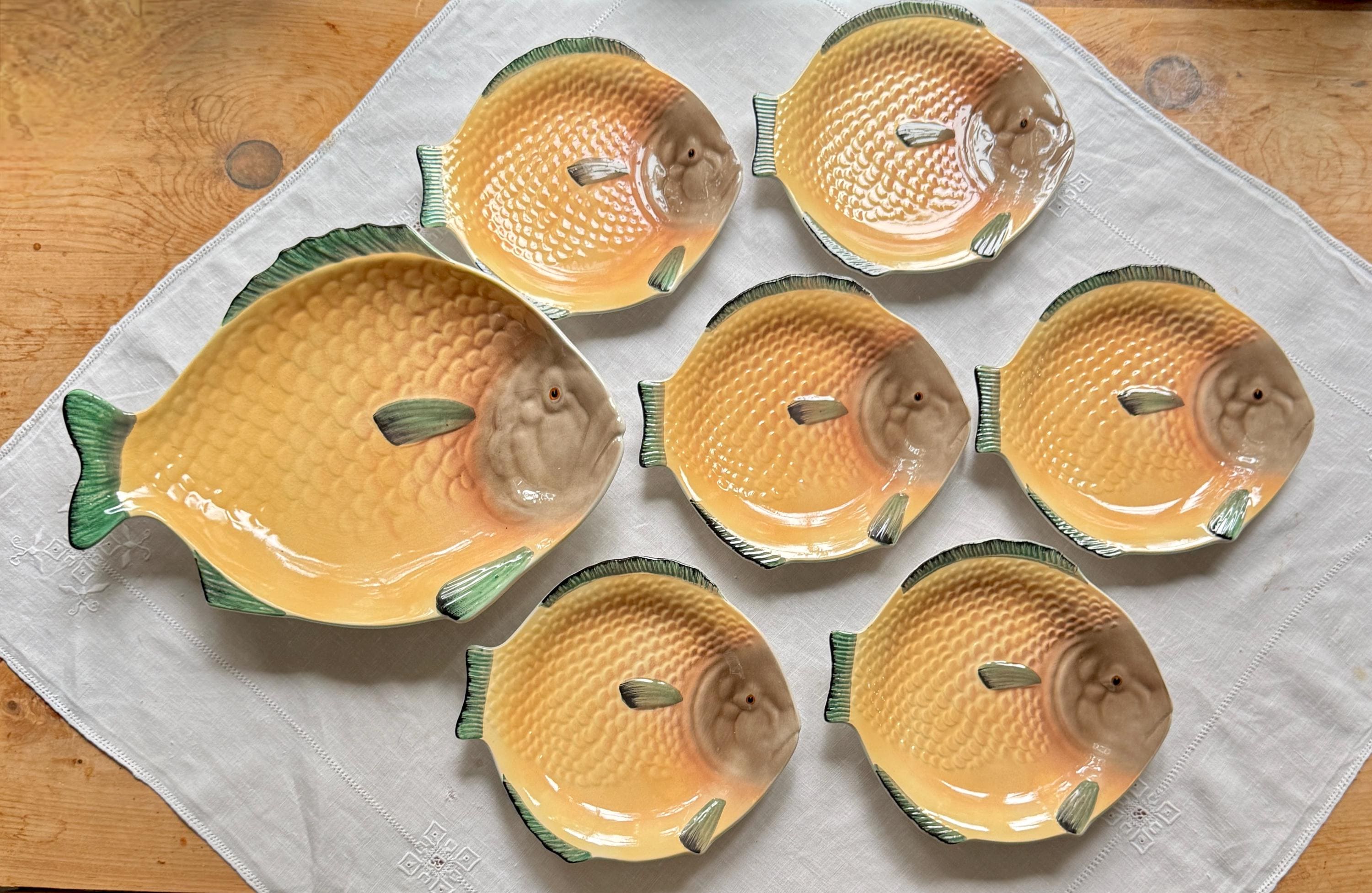 Vintage Shorter & Sons Fish Platter Plate Set of 7 Pieces Made in
