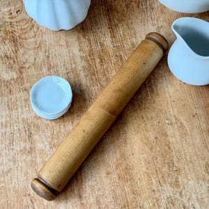 Vintage Heavy Wood Rolling Pin Short Knob Handles Cooks Tool Primitive Farmhouse Kitchen Cooking