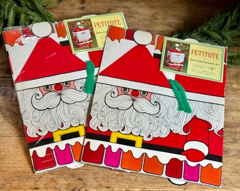 Vintage Petitote Christmas Cardboard Gift Box Santa In Chimney Set Of 4 New Old Stock