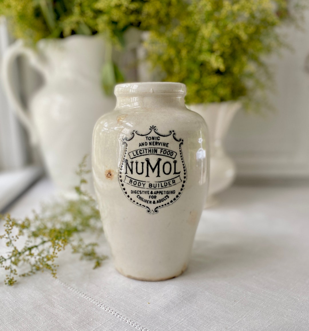 アンティークNUMOLアイアンストーン広告瓶：英国農家風インテリア