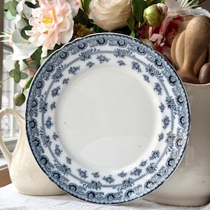 Antique Bourne & Leigh ERIE Flow Blue Dinner Plate Made in Burslem