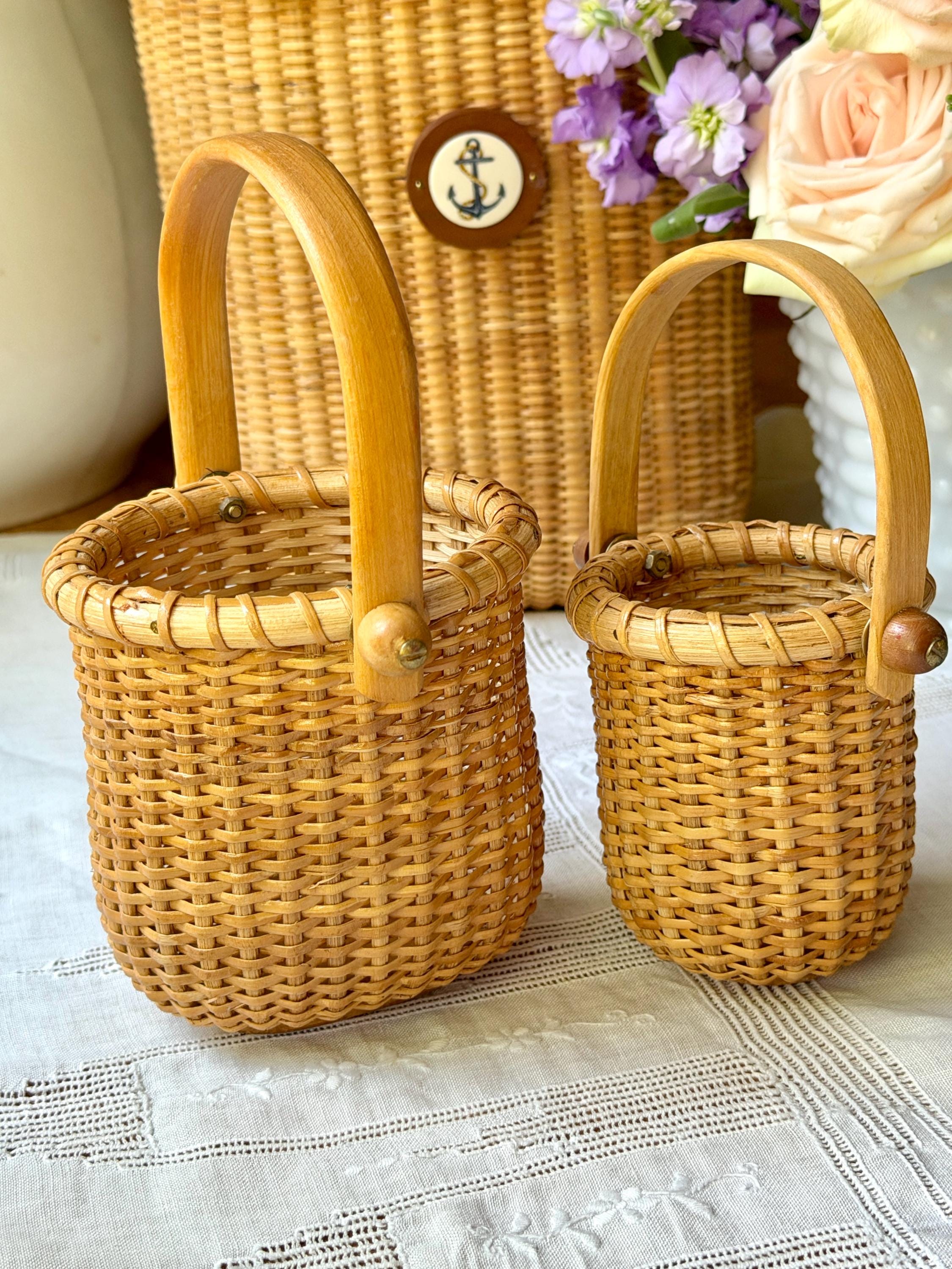 Antique Handmade Swing Handle Basket - Etsy