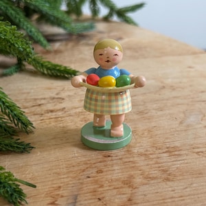 Vintage Wendt Kuhn Easter Egg Girl Germany Wood Holiday Figure