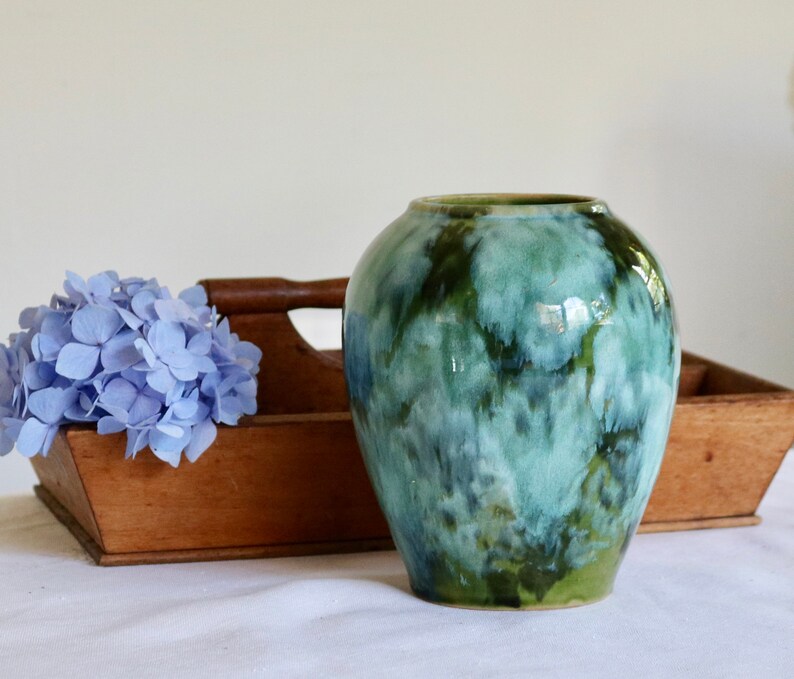 Vintage Brush McCoy Green & Blue Tie-Dye Pottery Vase Ocean | Etsy