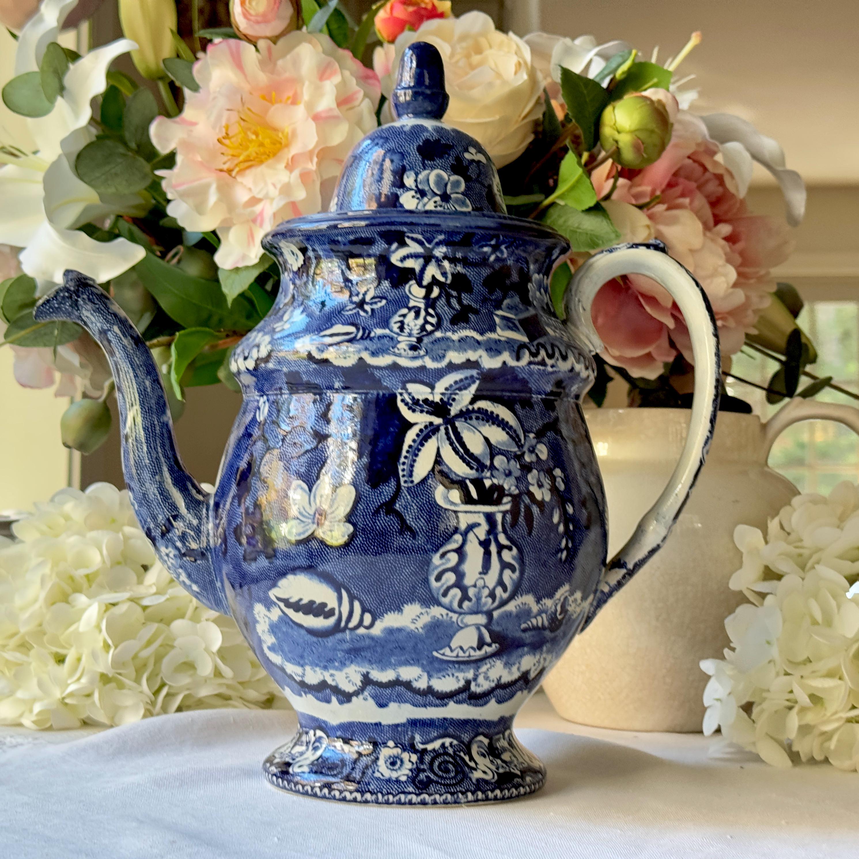 Antique William Adams CHINESE VASE Blue & White Transferware