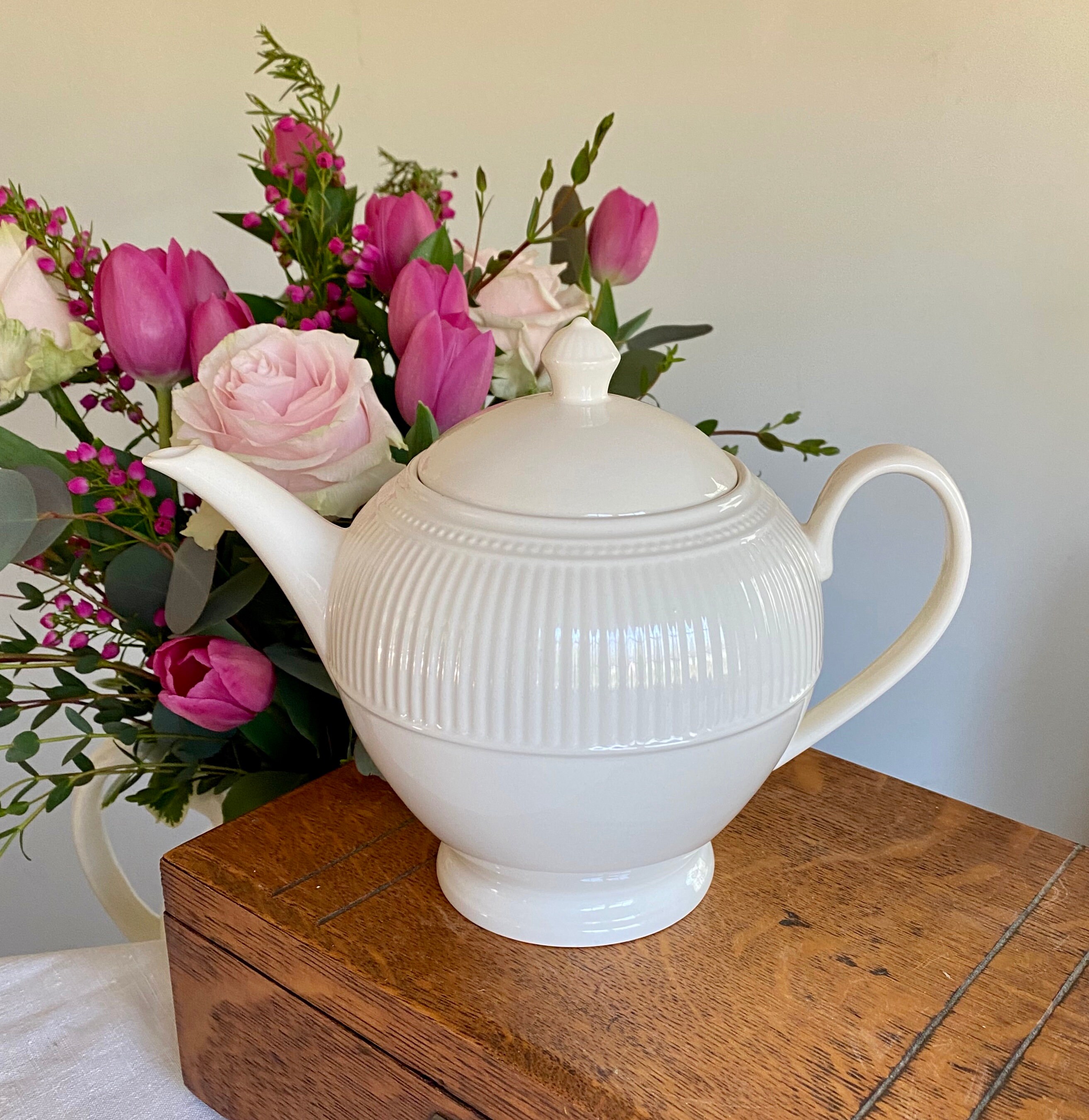 Wedgwood Windsor Off White Teapot Embossed Ribs Made in Etsy