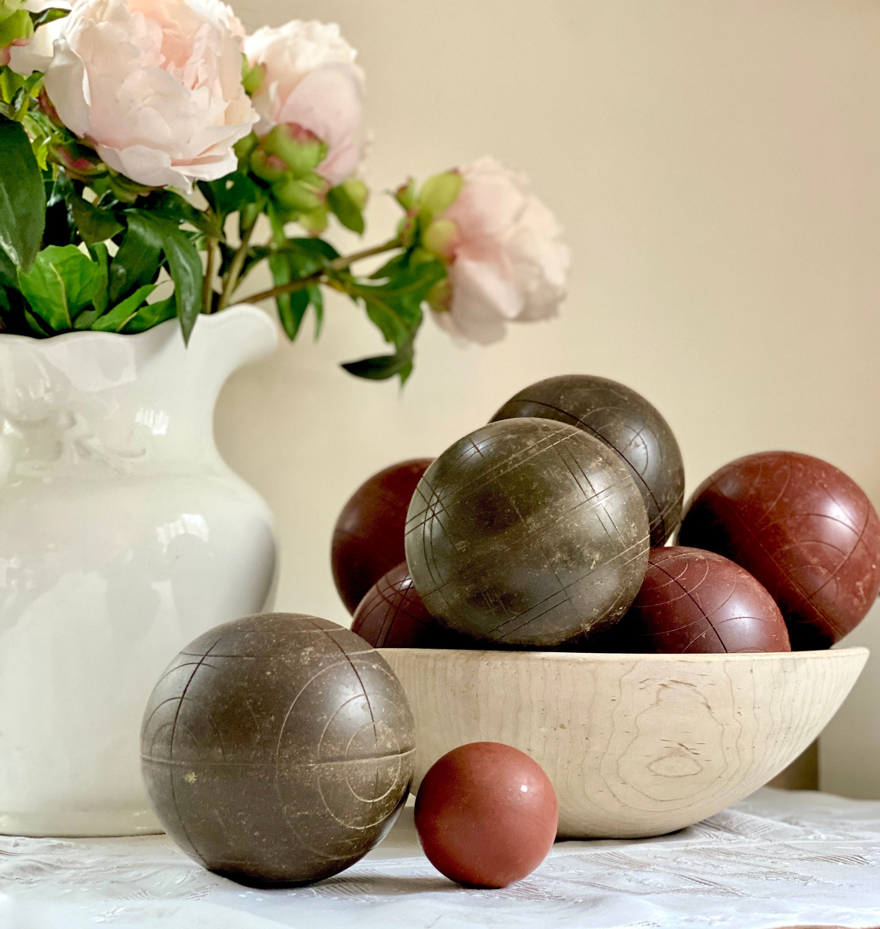 Vintage Bocce Ball Set of 9 Balls Farmhouse Decor Etsy