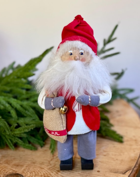 Vintage Large Handcrafted Swedish Santa Claus GOD JUL: Tomte With