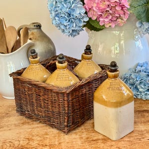 Antique English Stoneware Liquor Decanter: Hussey & Keymer, London