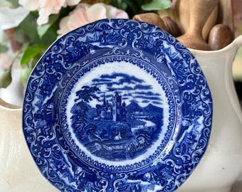 Flow Blue Conway Castle Plate | Antique Victorian Transferware