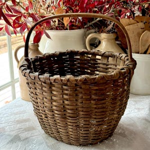 Antique 19th Century Old Woven Splint Wood Harvest Gathering Basket ...
