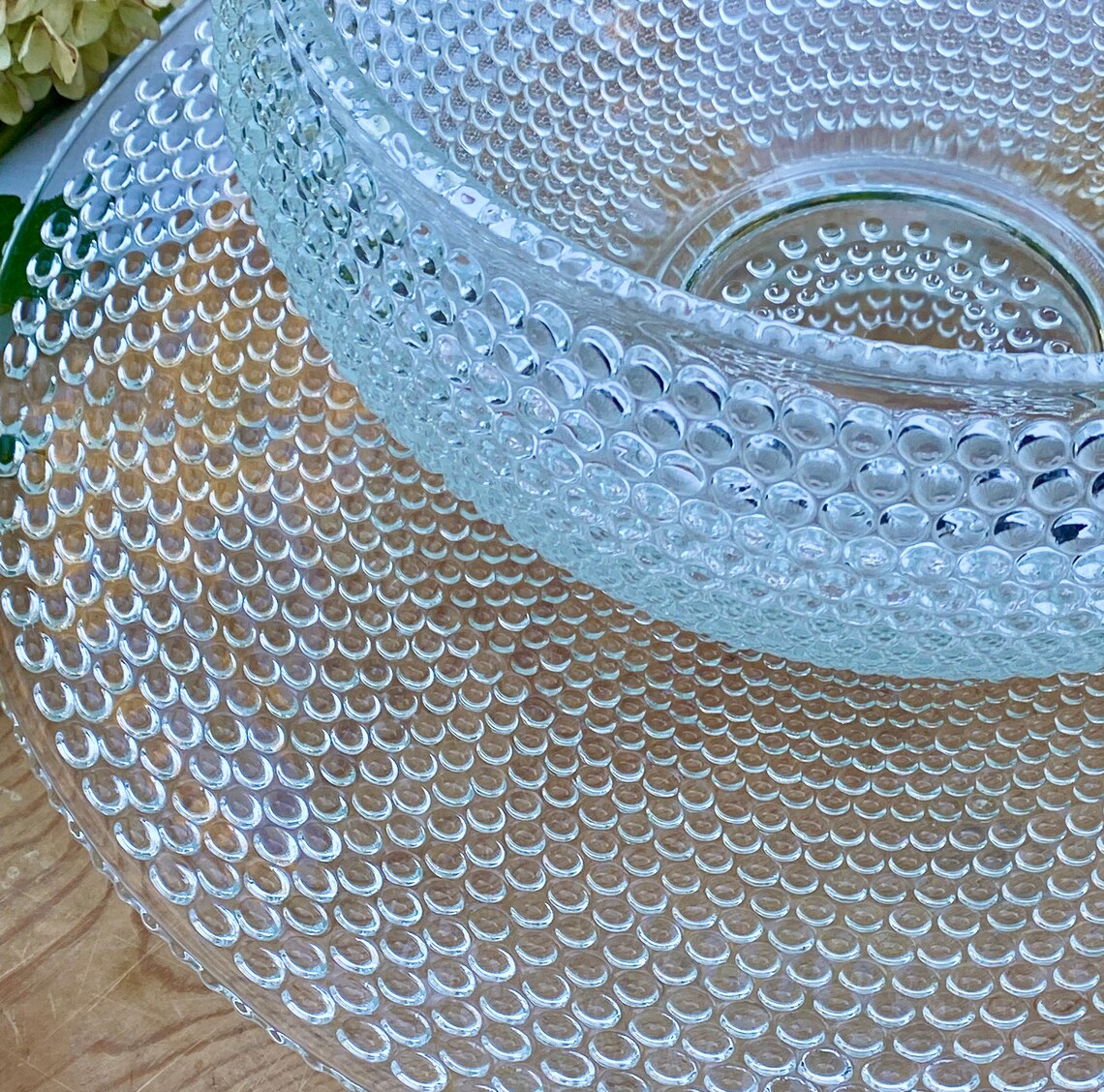 Large Smith Glass Hobnail Punch Bowl & Underplate 2 Piece Set Etsy