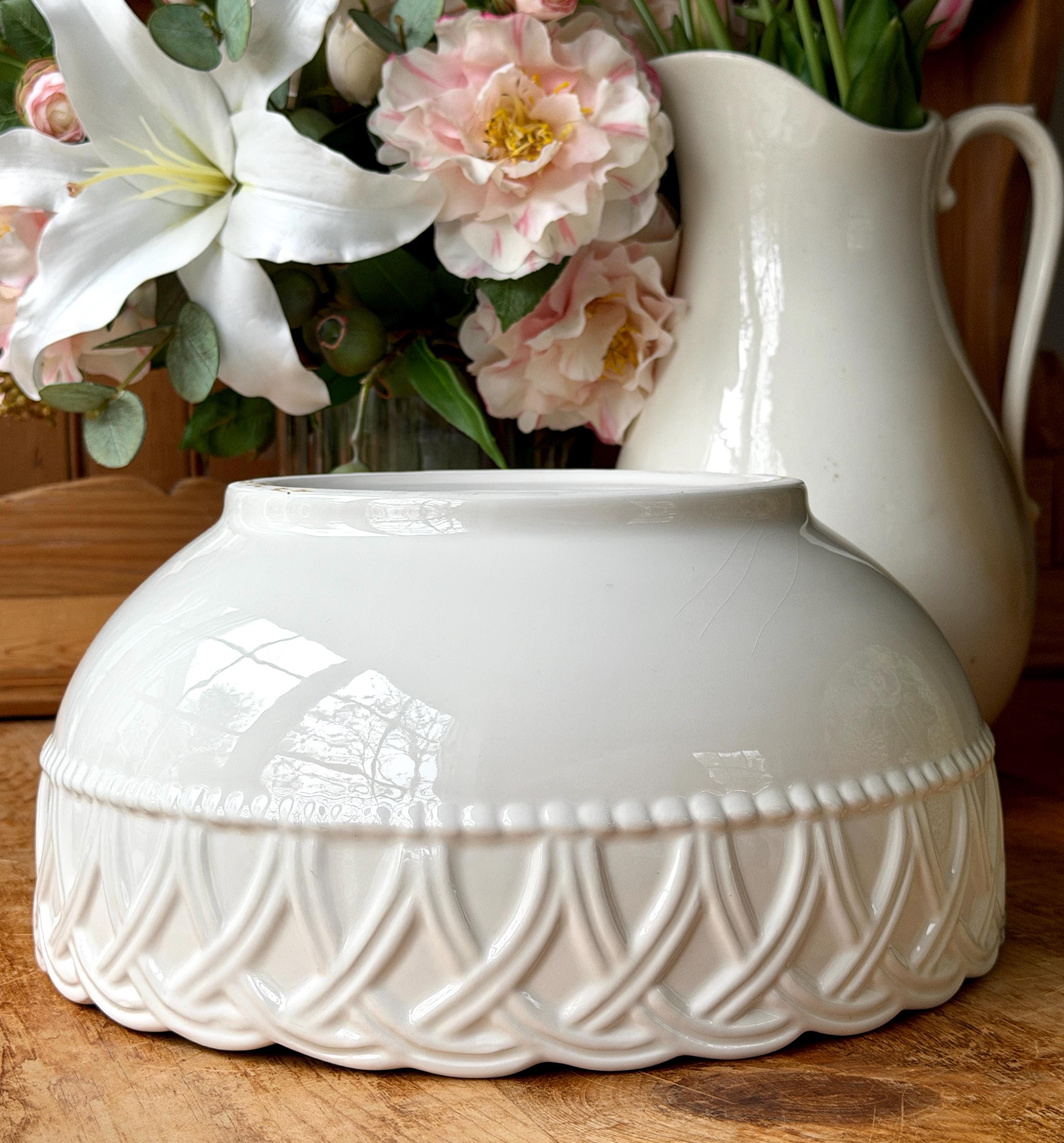Vintage Tiffany & Co. White Woven Basketweave Lattice Large Salad