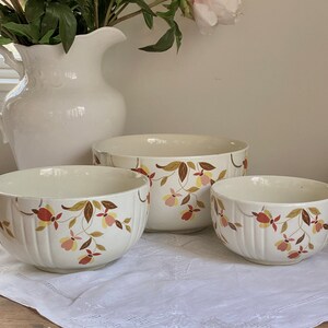 Vintage Hall Pottery Jewel Tea Autumn Nesting Mixing Bowl Set of 3 Fall ...