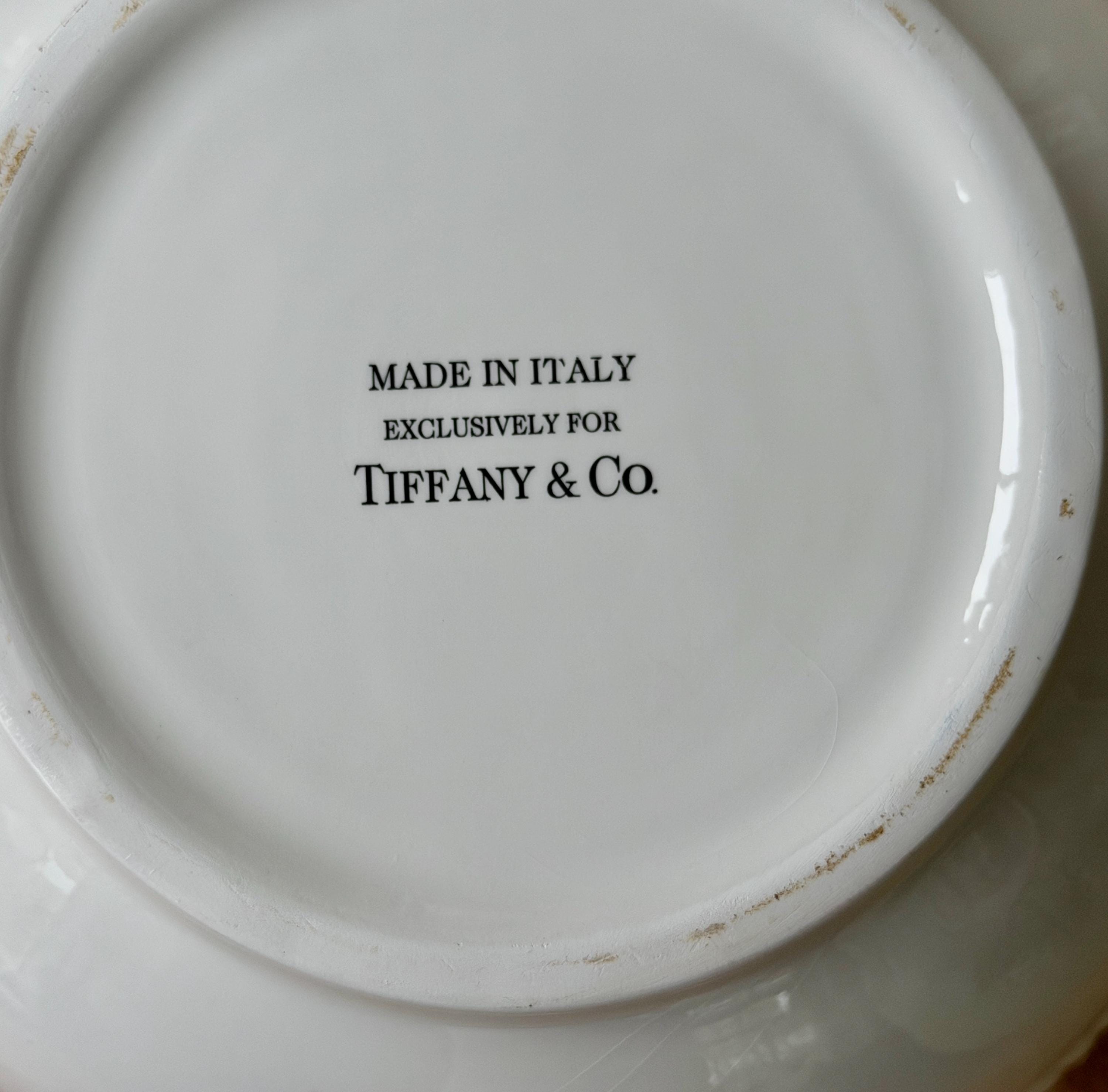 Vintage Tiffany & Co. White Woven Basketweave Lattice Large Salad