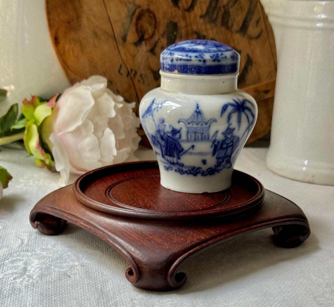 Vintage Wood Square Plant Stand Riser Chinoiserie Asian Ginger Jar ...