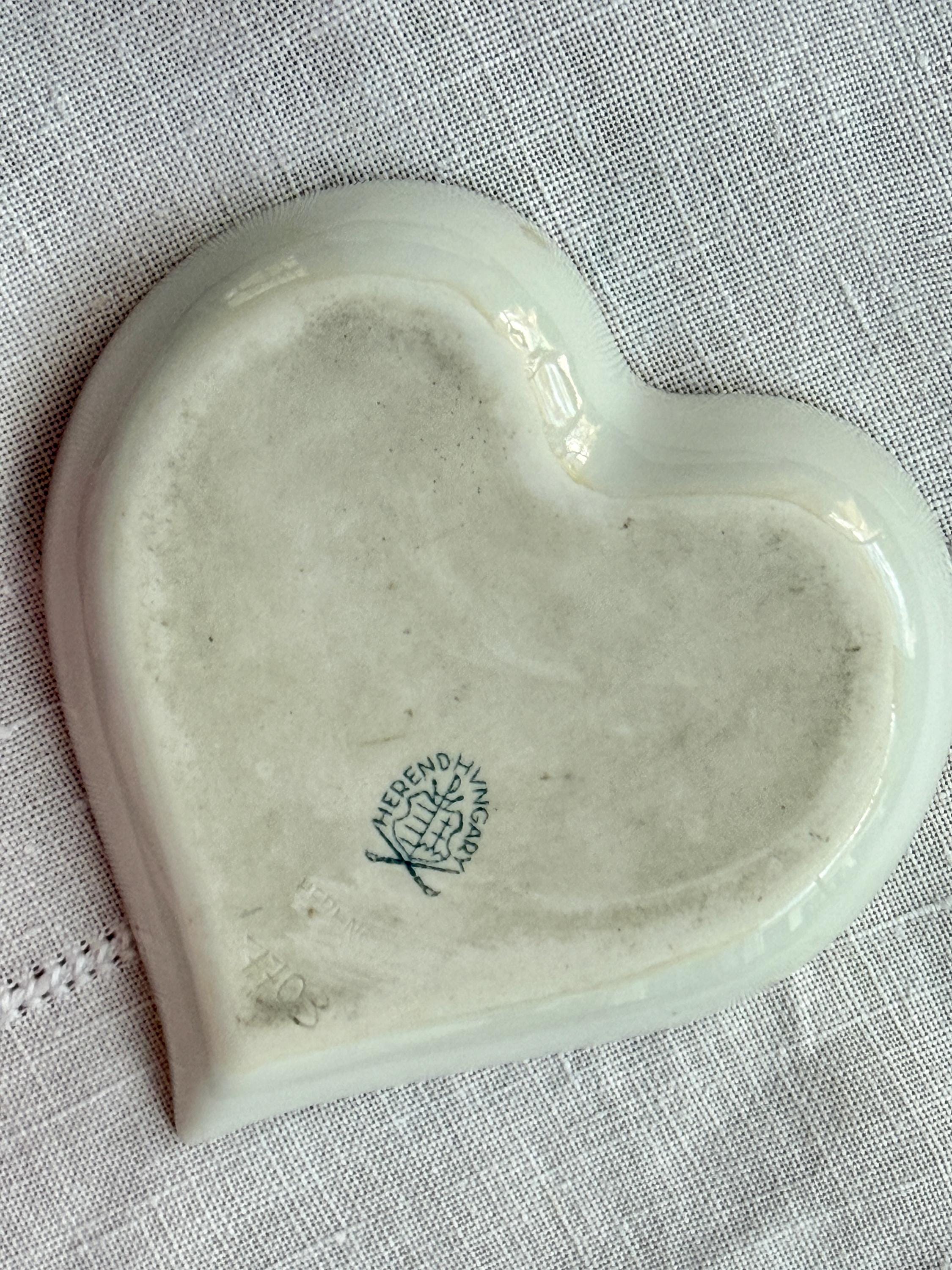 Vintage Herend Raspberry Chinese Bouquet Heart Shaped Tray Trinket