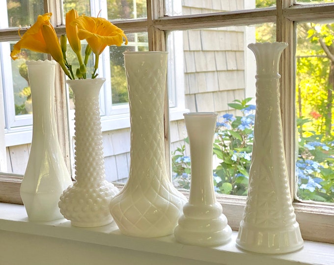 Milk Glass Bud Vase Assortment Set of 5 Bud Vases Wedding Vases/ Wedding Centerpiece Etsy