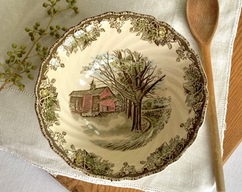 Johnson Brothers Friendly Village Vegetable Serving Bowl Made In England 8&quot; Round Red Farmhouse Barn