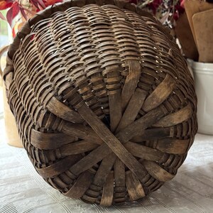 Antique 19th Century Old Woven Splint Wood Harvest Gathering Basket ...