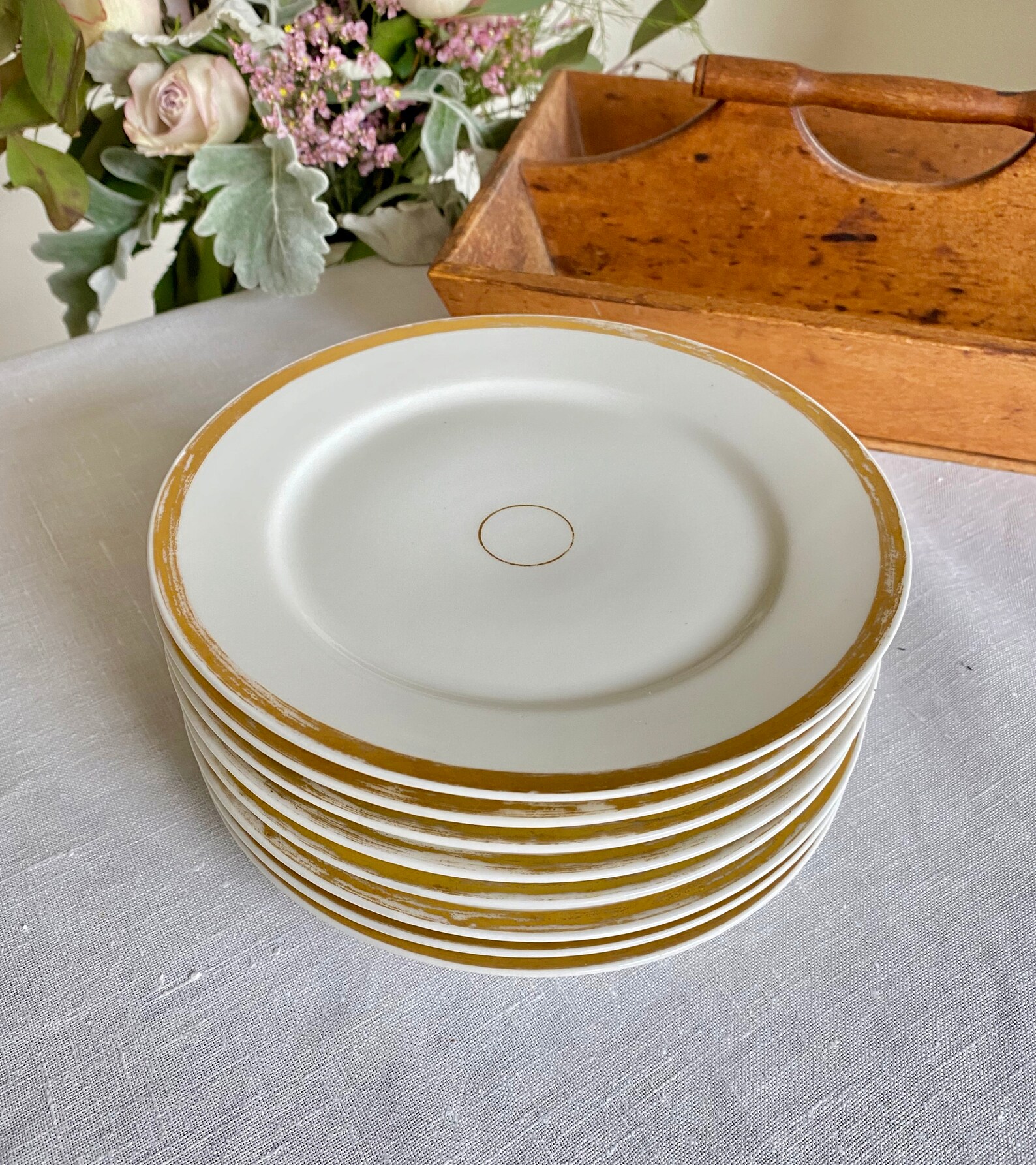 White & Gold Haviland Limoges Wedding Ring Salad Plates Shabby Etsy.de