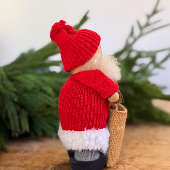 Vintage Swedish Santa Claus Tomte With Toy Sack & Train: Christmas