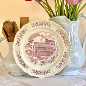 Vintage Wedgwood Purple Historic Boston Souvenir Series PAUL REVERE HOME R. H. Stearns Co. Etchings By Alan Price Massachusetts