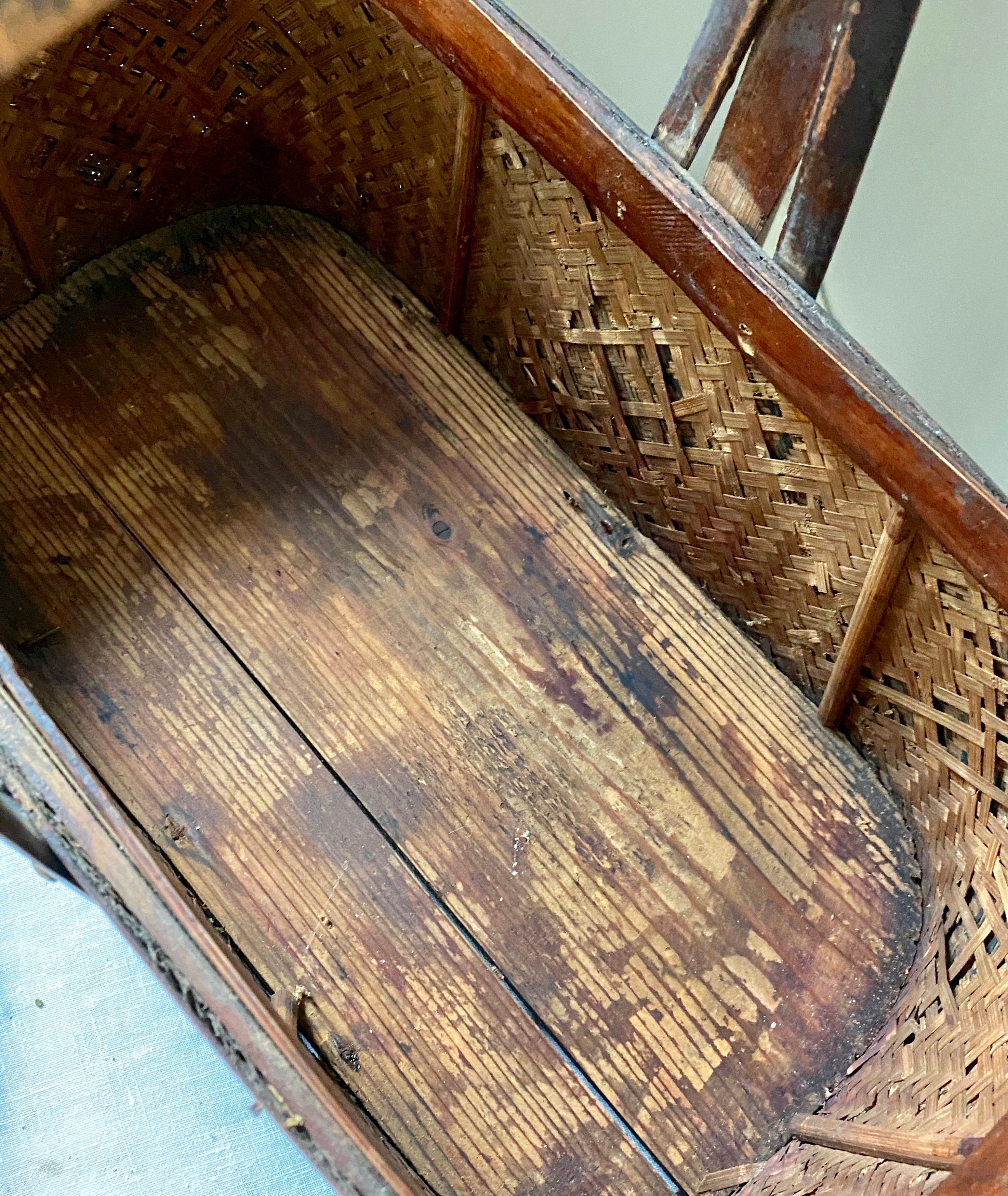 Antique Chinese Food Basket Woven Rattan & Bamboo Geometric Etsy