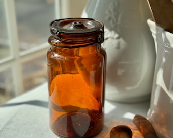Antique LORILLARD CO. Tobacco Amber Glass Jar With Lid