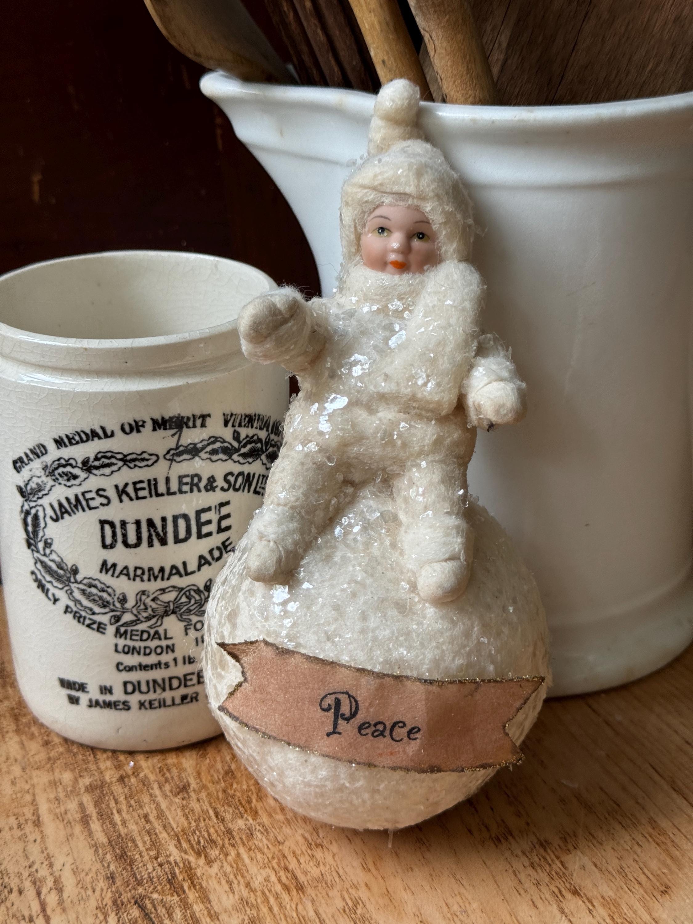 Vintage Bethany Lowe Winter Snowbaby Snow Babies White Spun Cotton