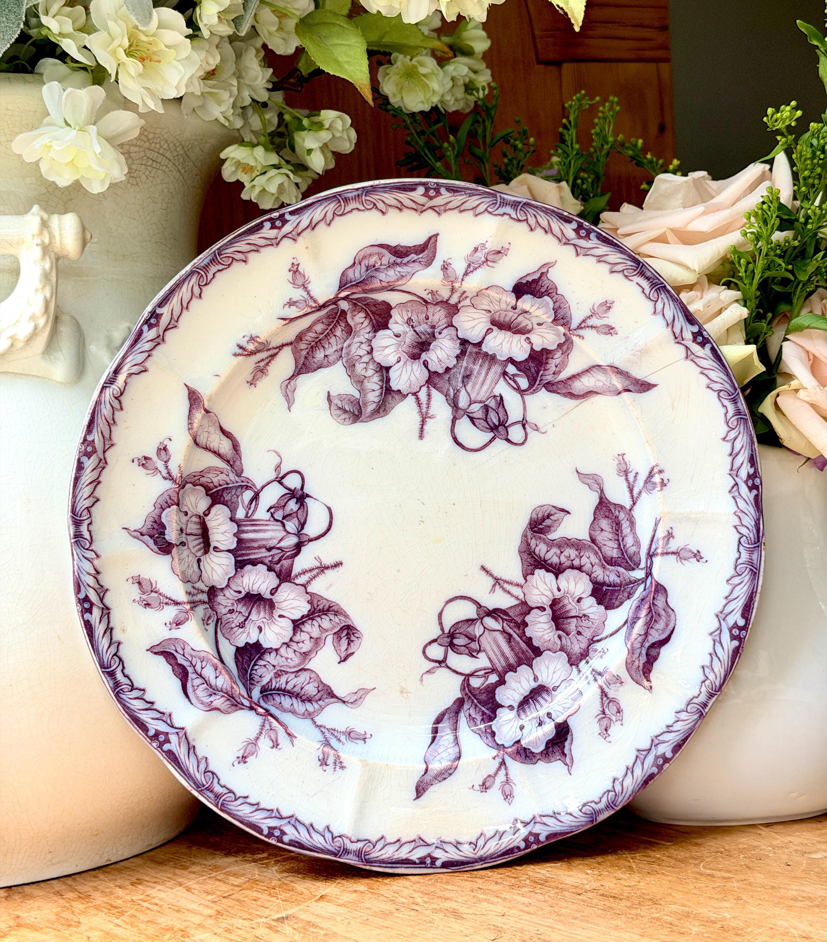 美品　 STAFFORDSHIRE プレート　盛り皿　ヴィンテージ　紫 Purple Staffordshire - Etsy