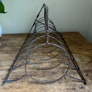 Antique Primitive Tall Metal Wire Pie Stand Cooling Rack Twist Display Piece Plate Rack Rustic Industrial Farmhouse Table image 10