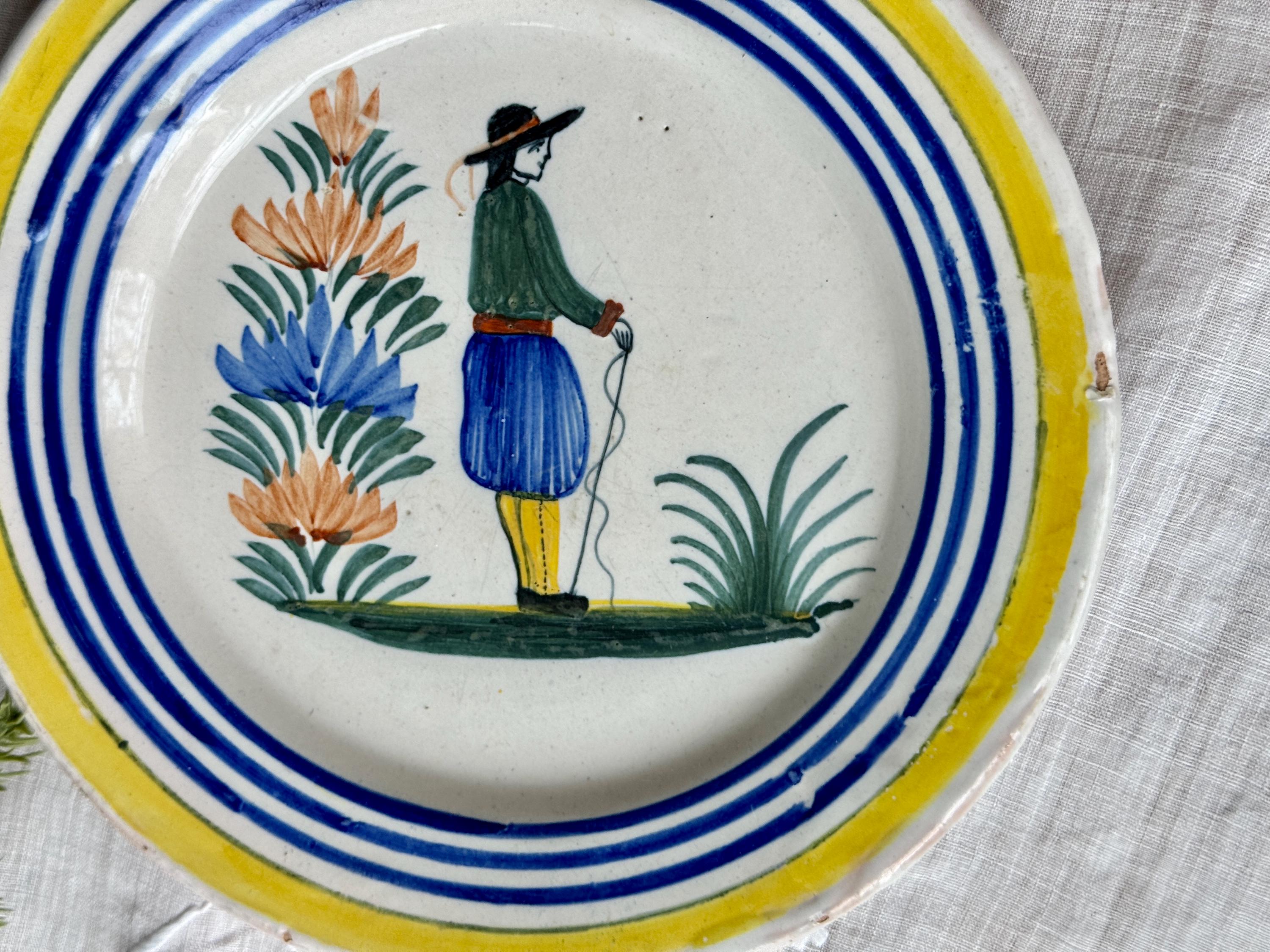 Henriot Quimper France Hand Painted Breton Man Plate - Etsy