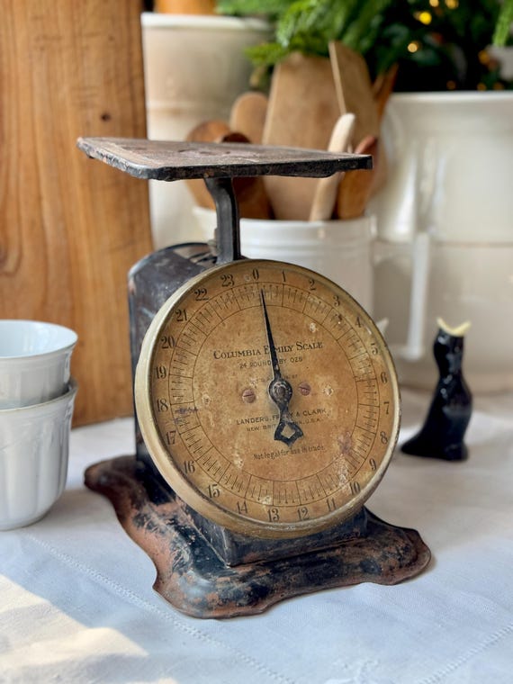 Antique 1906 Black Metal Scale Columbia Family Landers Frary