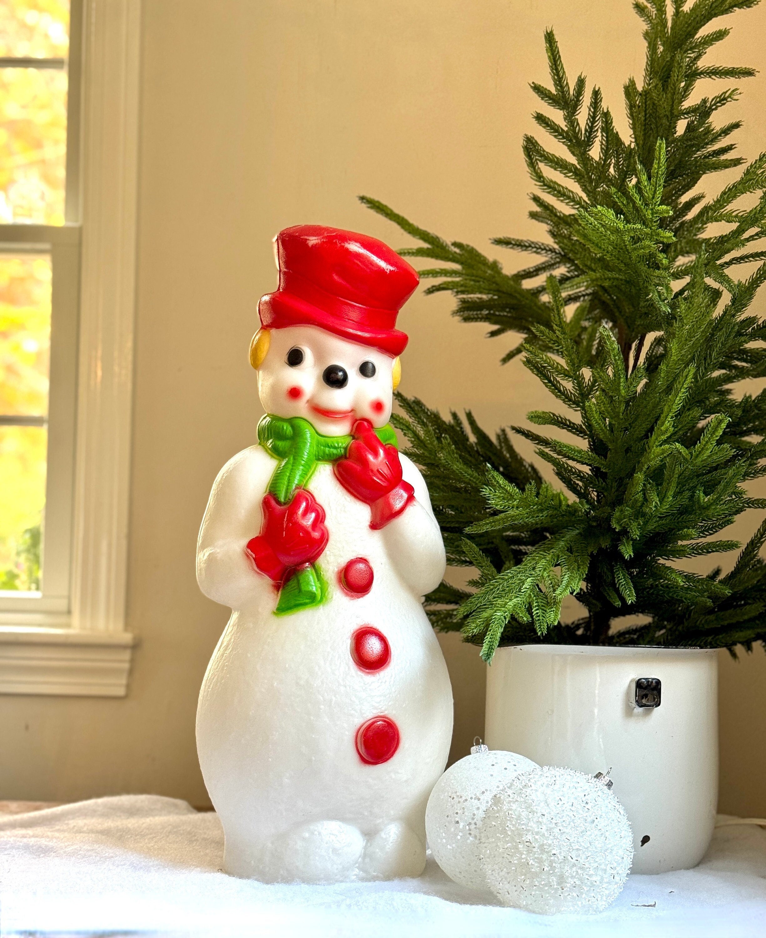 jcpenney, Holiday, Snowman Vintage Jc Penny 8 Acrylic Lighted Skiing Ice  Cube Snowman Figurine