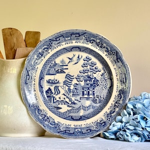 Antique Ralph Stevenson Blue Willow Transferware Plate Staffordshire England Patina Earthenware Plate Early 19th Century Blue & White China