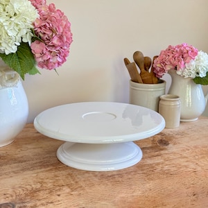 Vintage Large White Cake Stand Pedestal Wedding Cake Plate 15&quot; Diameter
