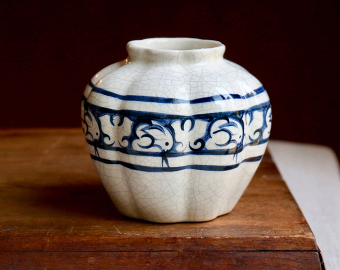 Dedham Rabbit Pottery Farmhouse Pumpkin Vase the Potting Shed Made in