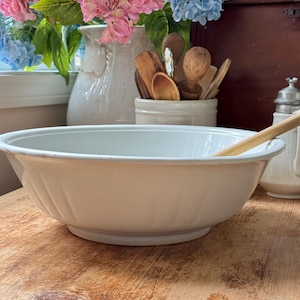 Antique White Ironstone Wash Bowl: Wedgwood England, 14&quot; Display Basin