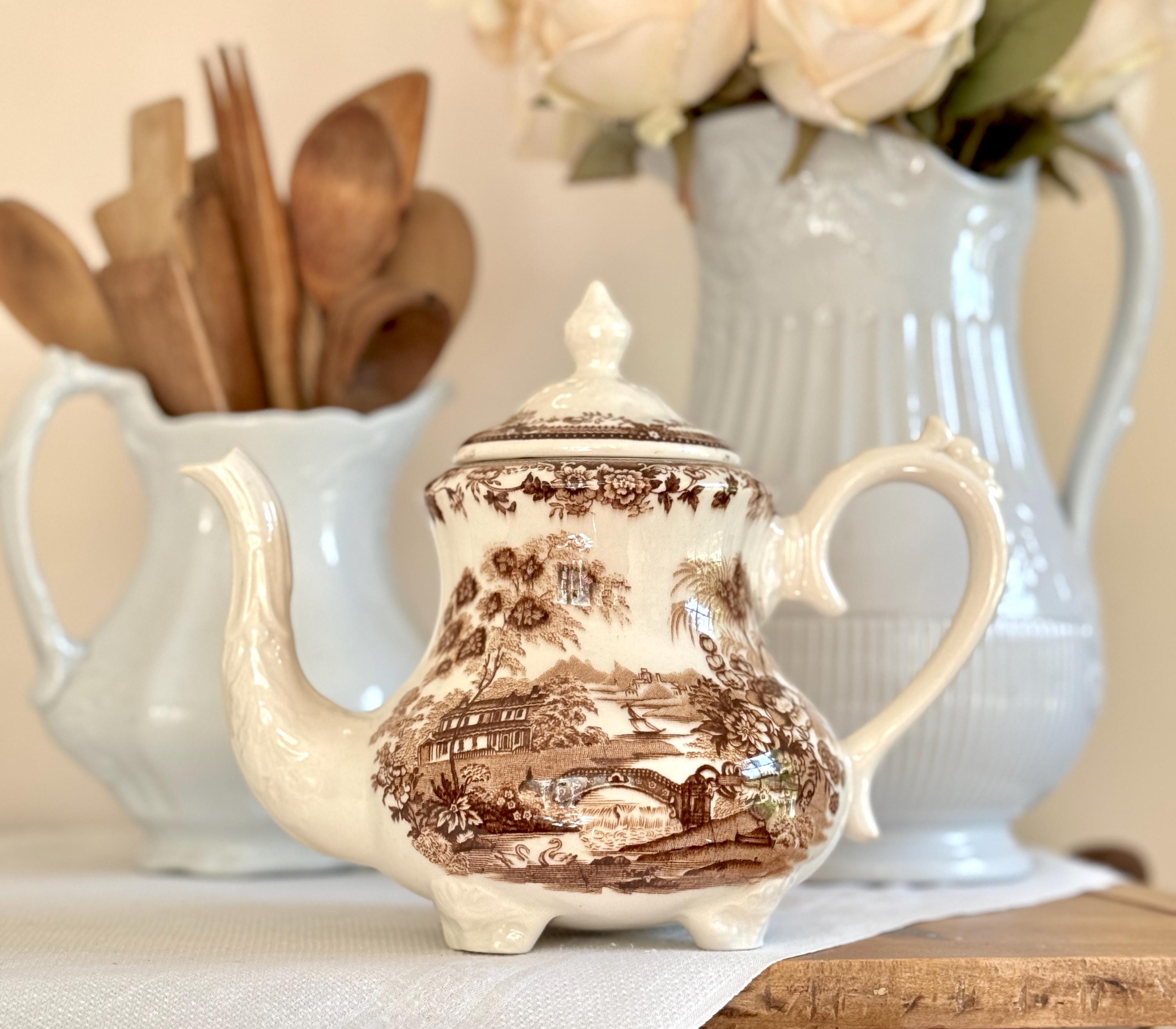 Théière Décorative Staffordshire Fine Ceramic – Peinte à La Main, Multicouleur, Occasion