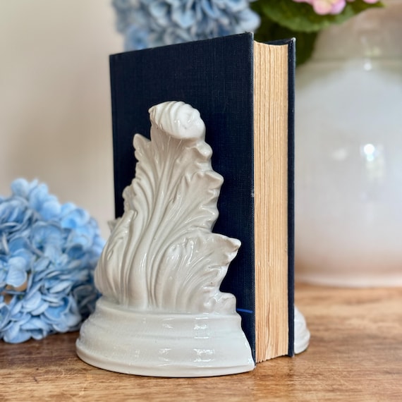 Set de 2 serre-livres céramique fille avec livre pour étagère bureau et salon - Décoration