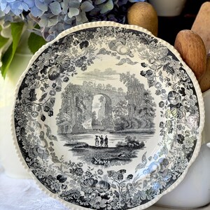 Antique Natural Bridge Virginia Plate Enoch Wood Sons Black & White Transferware Made In England Early American History 1835