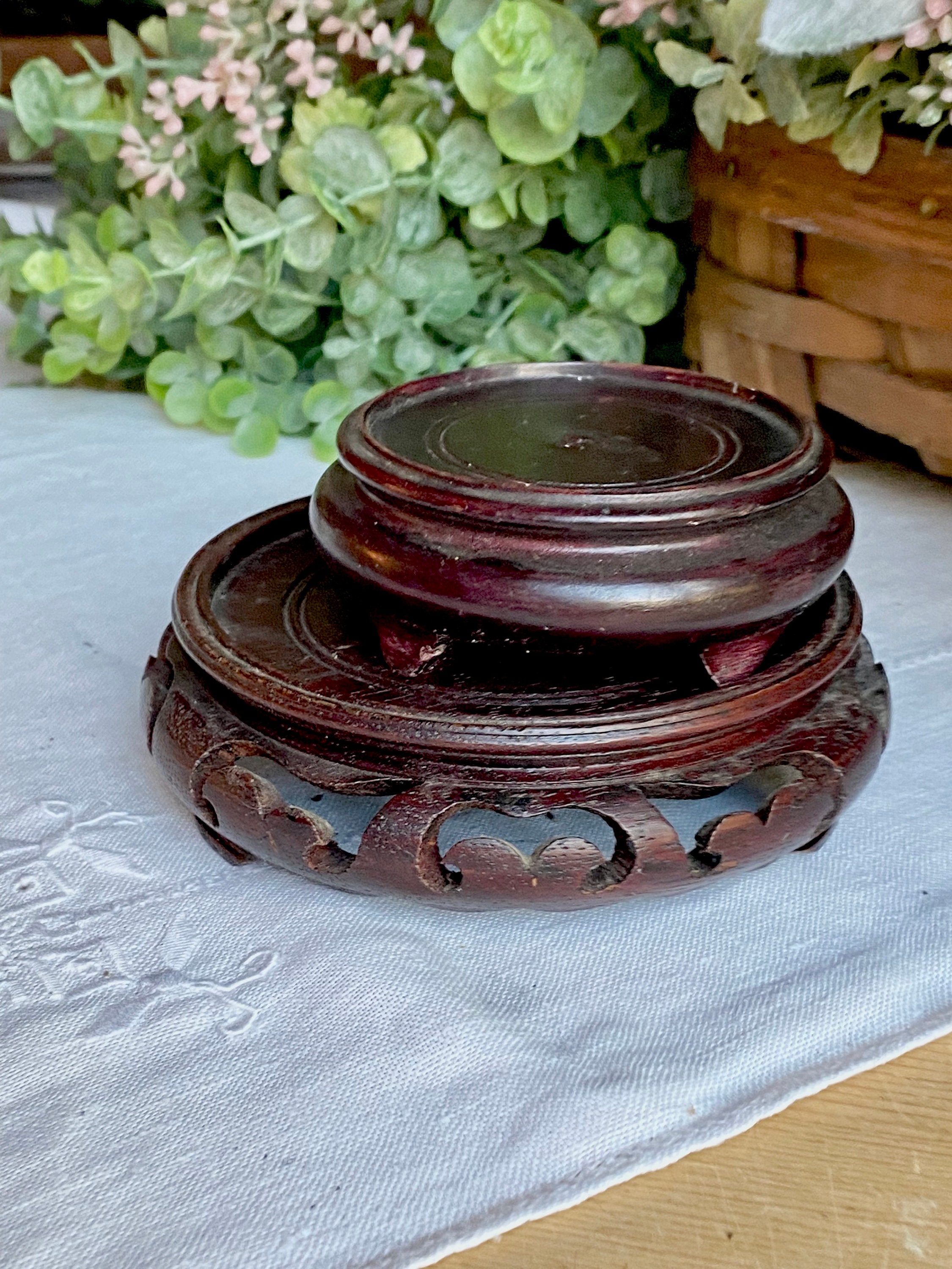 Antique Brown Wood Plant Stand Riser Chinoiserie Asian Ginger Etsy